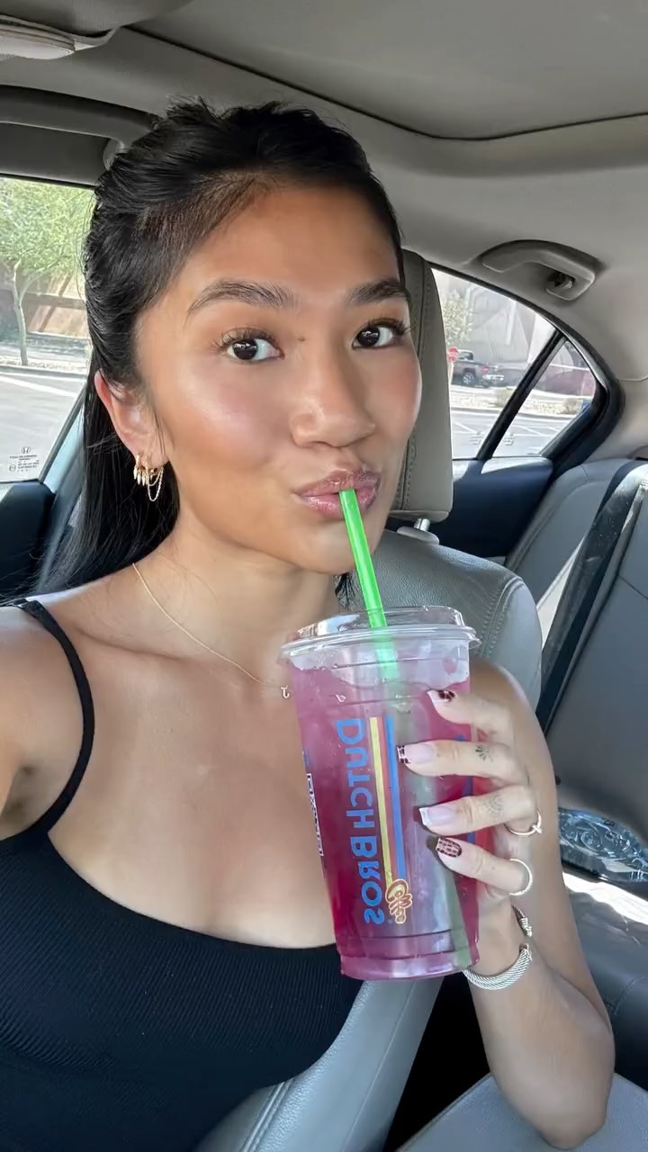 Instagram post by @theashleygreenlee for Dutch Bros Coffee. Caption reads: ‼️NEW DUTCH BROS DRINK ALERT‼️ go try....