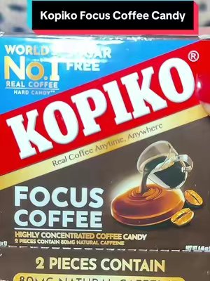 TikTok post by @missy_ward for Kopiko USA. Caption reads: Kopiko Focus Coffee Candy is a sugar-free coffee....