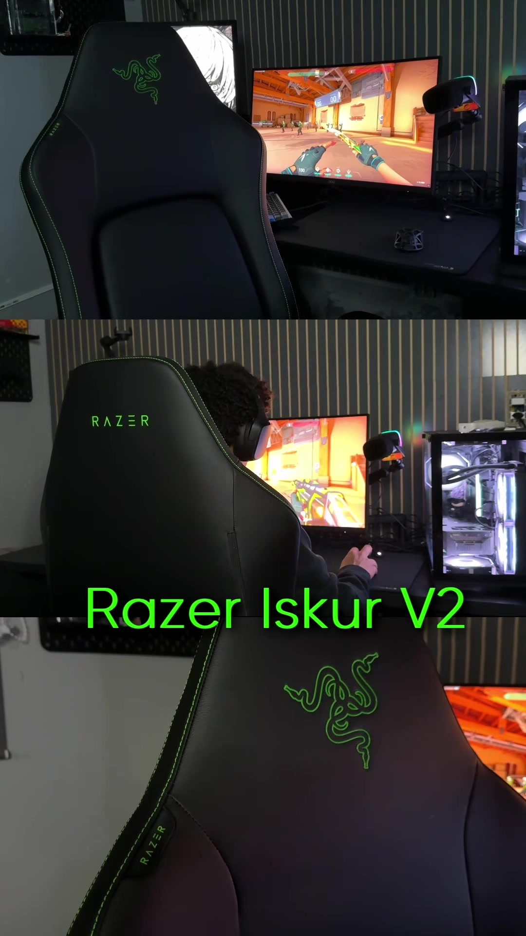 TikTok post by @thxfps for Razer. Caption reads: Razer Iskur V2 💚 Thanks @Razer [...].