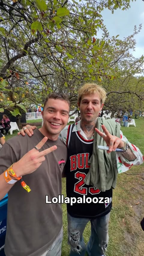 Instagram post by @austin_sprinz for Bibigo. Caption reads: [...] up meeting Jesse Rutherford instead 🥟....