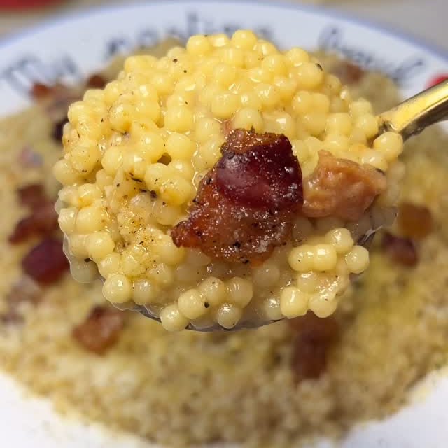 Instagram post by @heresyourbite for Pacific Foods. Caption reads: Pastina alla Gricia ✨

I filmed a carbonara last....