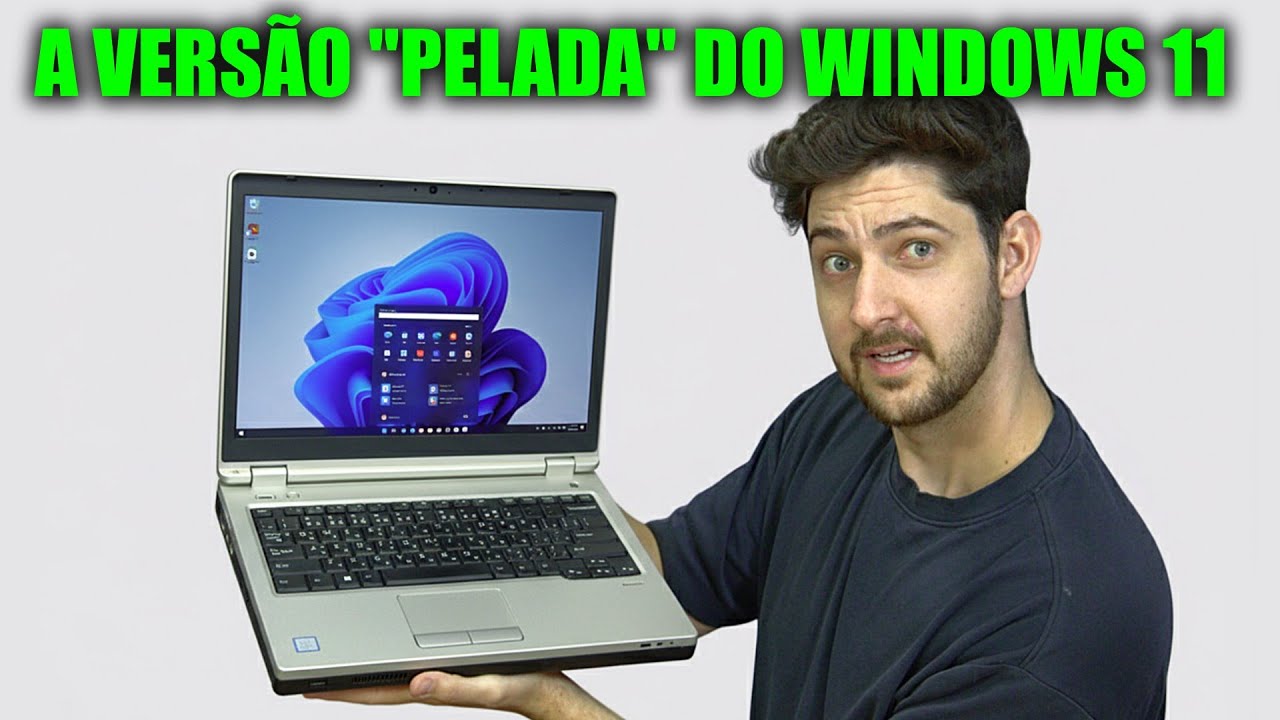 YouTube post by @MWinformática for Wondershare. Caption reads: I installed the lightweight version of Windows 11,....