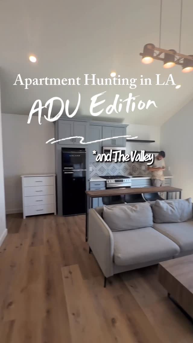 Instagram post by @mackenziedudzik for Apartments. Caption reads: ADUs and The Valley, oh my! 🔑👀🏠 LA apartment....