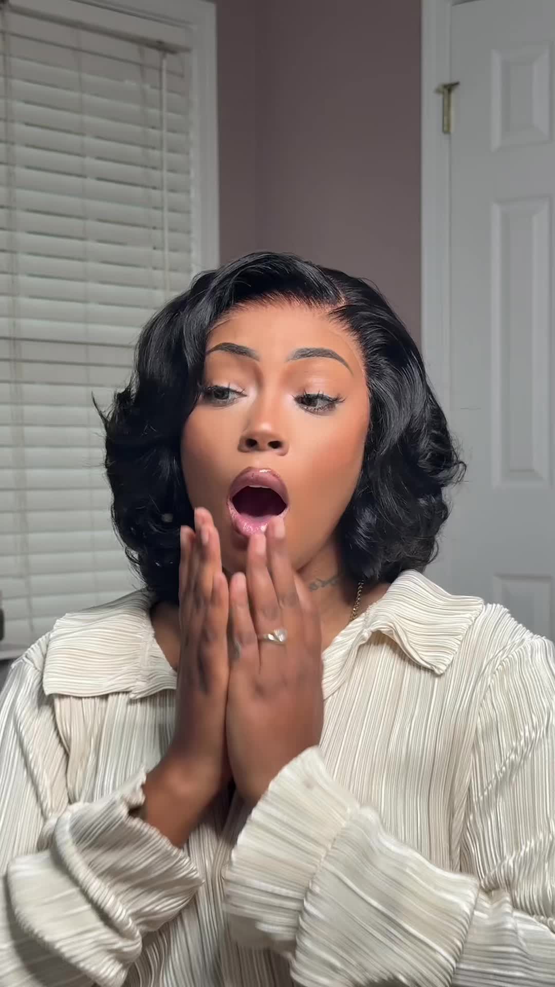 TikTok post by @iamjaymonique for Asteria Hair. Caption reads: @Asteriahair TikTok shop #wiginstall #gluelesswig....