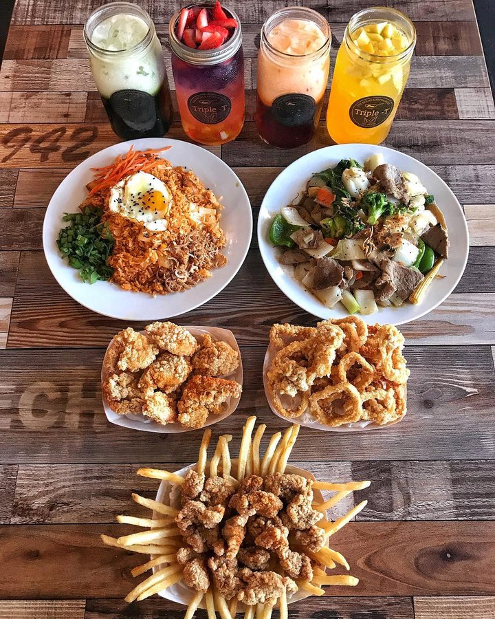 Instagram post by @letseatwithalvin for Eater LA. Caption reads: Sunday means NFL 🏈 + brunch @tripleteahouse! So....