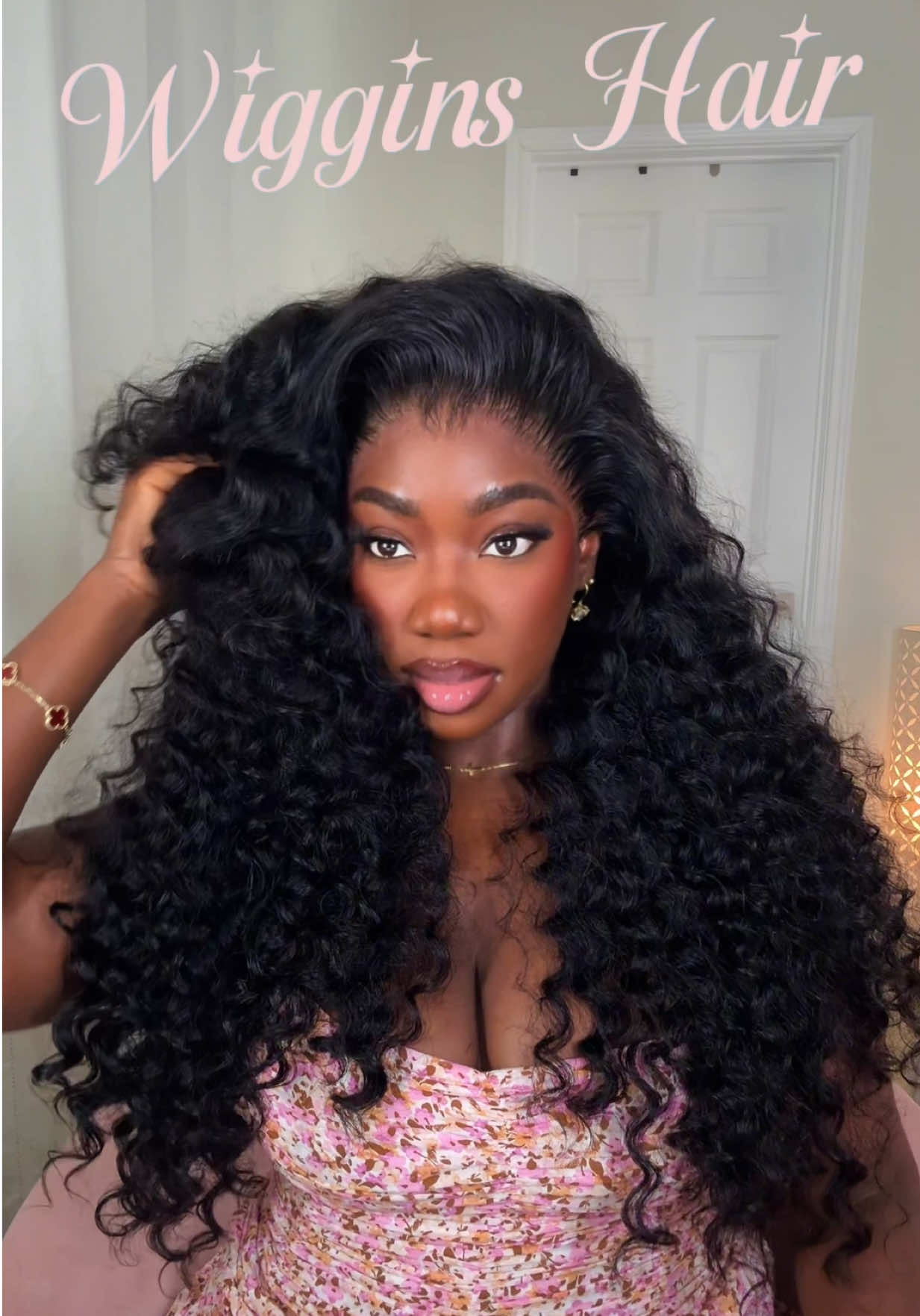 TikTok post by @_ehlsie for Wiggins Hair. Caption reads: @wigginshairwig loose deep wave human hair ✨ link....