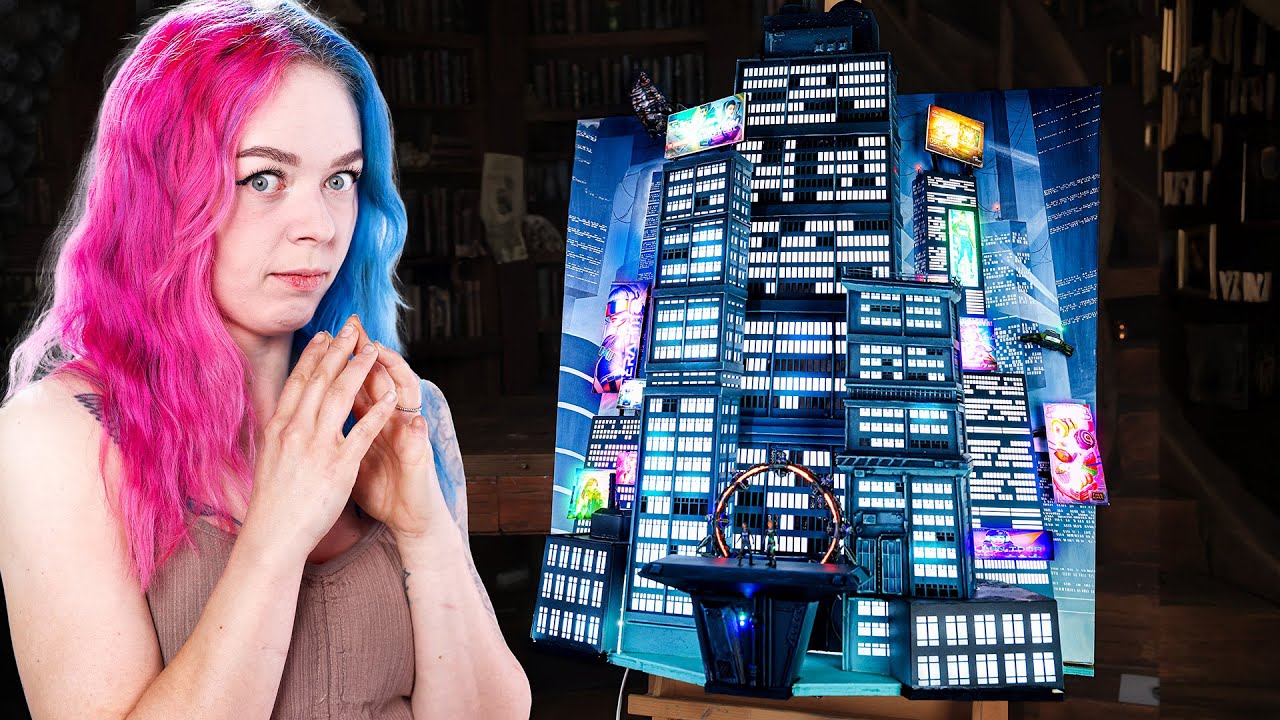 YouTube post by @Nerdforge for Electronic Arts. Caption reads: I Built a Cyberpunk City on a Canvas.