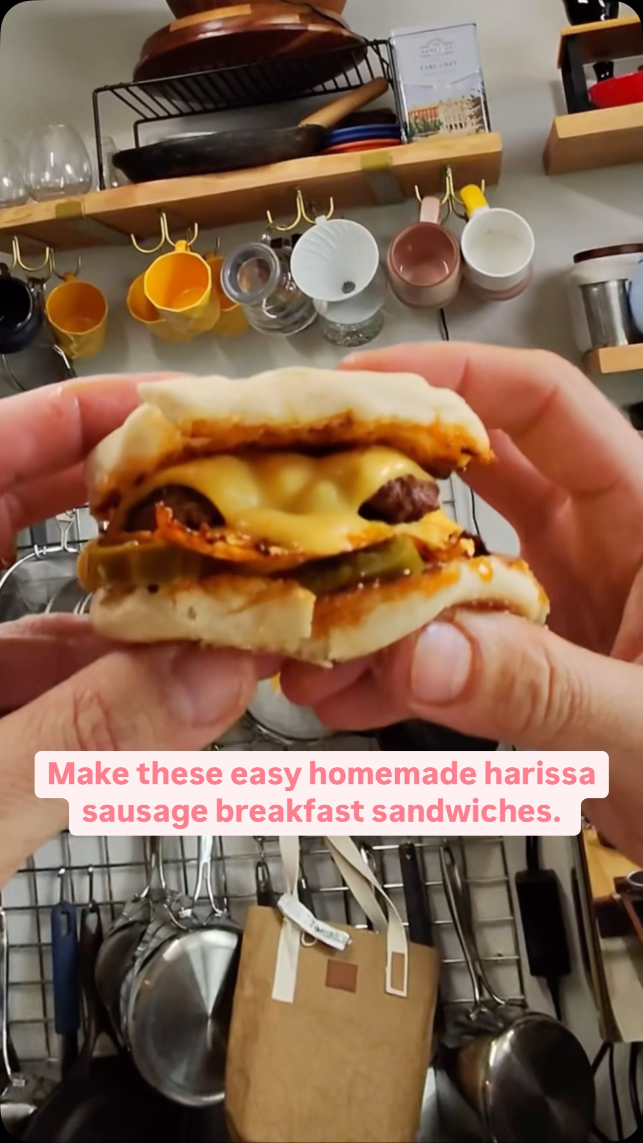 Instagram post by @kenjilopezalt for BALMUDA. Caption reads: New recipe for easy harissa sausage breakfast....