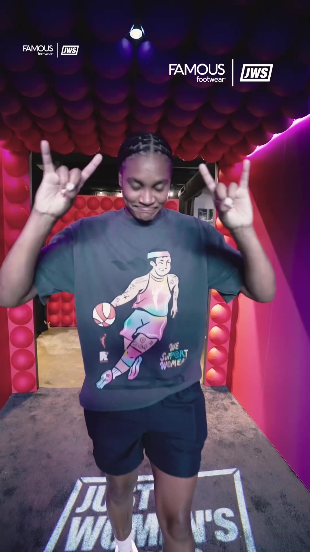 TikTok post by @justwomenssports for Famous Footwear. Caption reads: All-Star vibes ⭐️  Presented by @Famous Footwear....