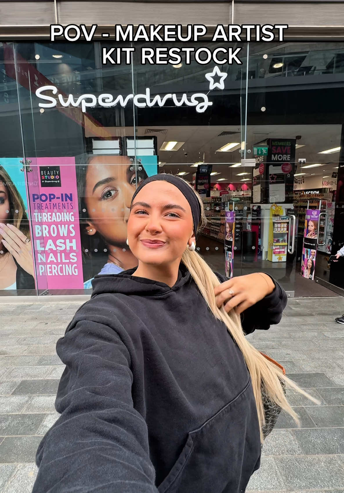 TikTok post by @lucyconlanxx for MCoBeauty. Caption reads: [...] to @Superdrug ❤️‍🔥❤️‍🔥 Finding the....