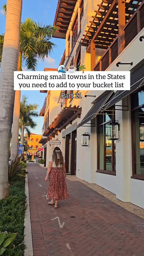 Instagram post by @darlingtravelsblog for The Palm Beaches. Caption reads: Welcome to “Florida’s Village by the Sea”, Delray....