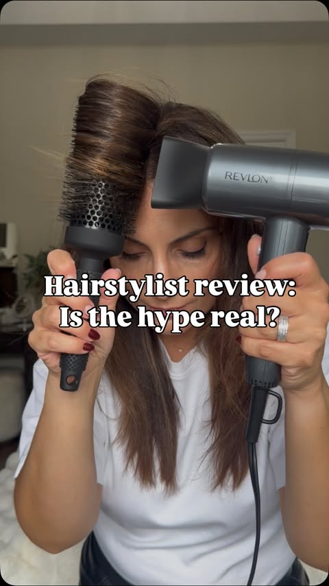 Instagram post by @hairby.cristina for Revlon Hair Tools. Caption reads: [...] Tire in stores and online! 🛒....
