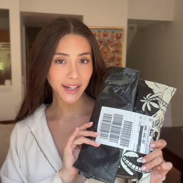 Instagram post by @yunablove for BLACKBOUGHSWIM. Caption reads: Always in a swim skirt at the beach 
set from....