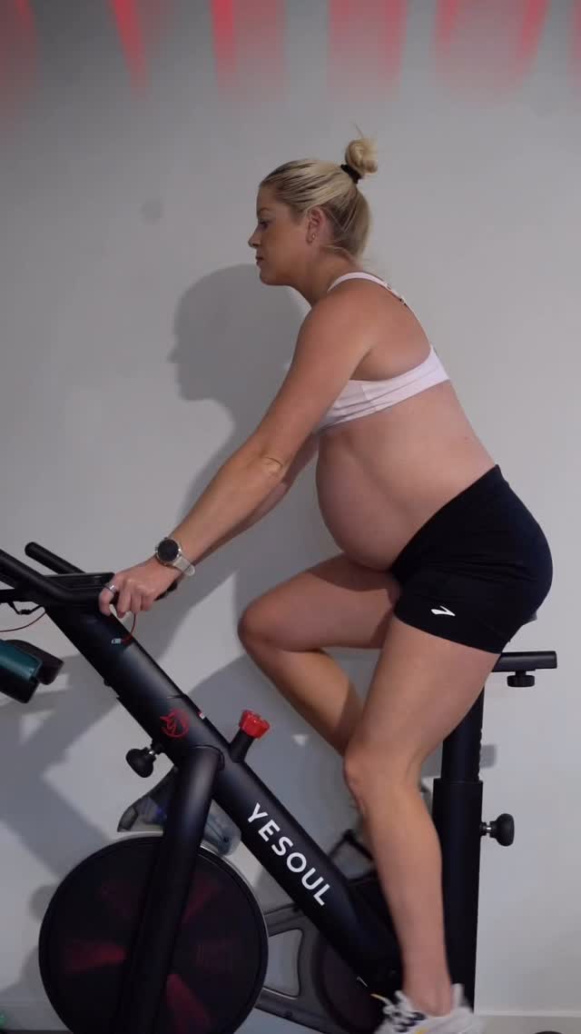 Instagram post by @brookestratton for YESOUL FITNESS. Caption reads: Being heavily pregnant & expecting the arrival of....