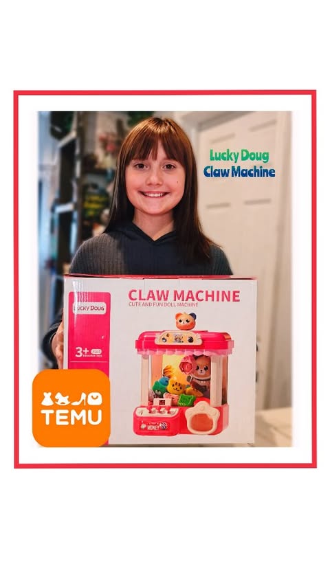 Instagram post by an influencer for Temu. Caption reads: [...] toy. The Claw Machine from @shoptemu is Fun,....