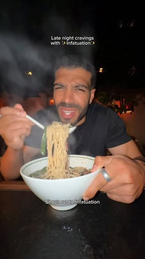 Instagram post by @chadbsavage for The Infatuation. Caption reads: #infatuationpartner #ad Infatuated is an....