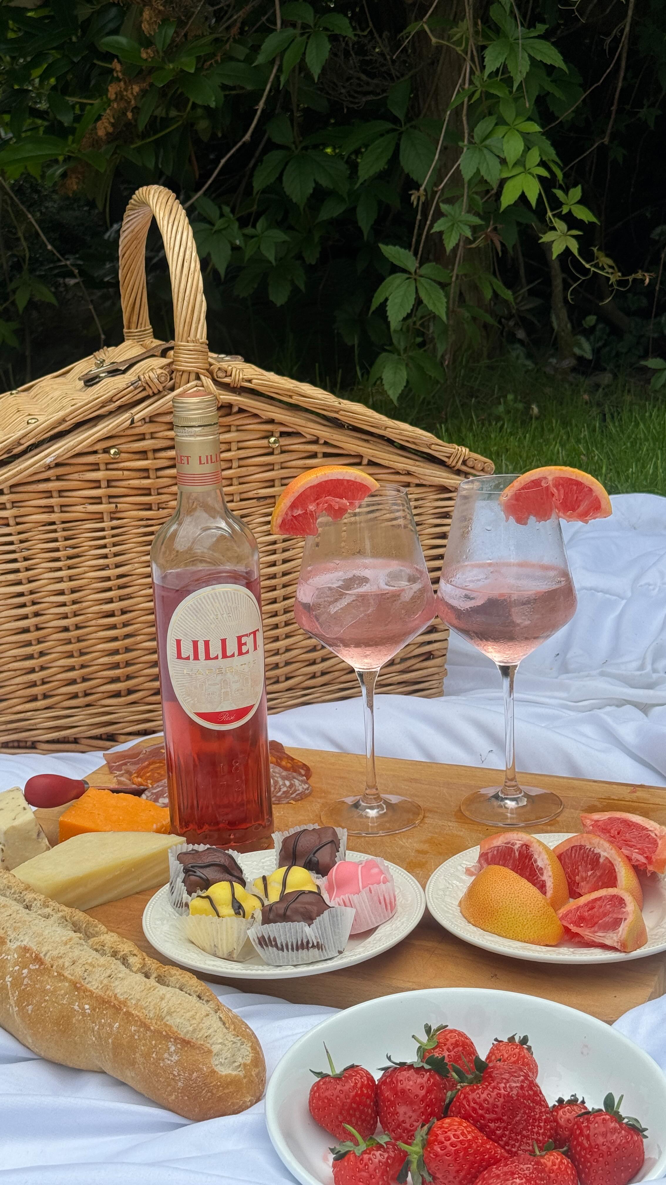 Instagram post by @chlce for Lillet. Caption reads: Making summer memories with my nanna 🧺🌸🍓....