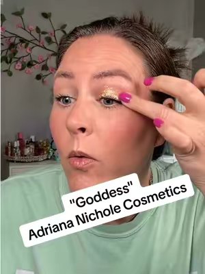 TikTok post by @jenniferdawnbeauty for Adriana Nichole Cosmetics. Caption reads: [...] This is the color Goddess from @Adriana....