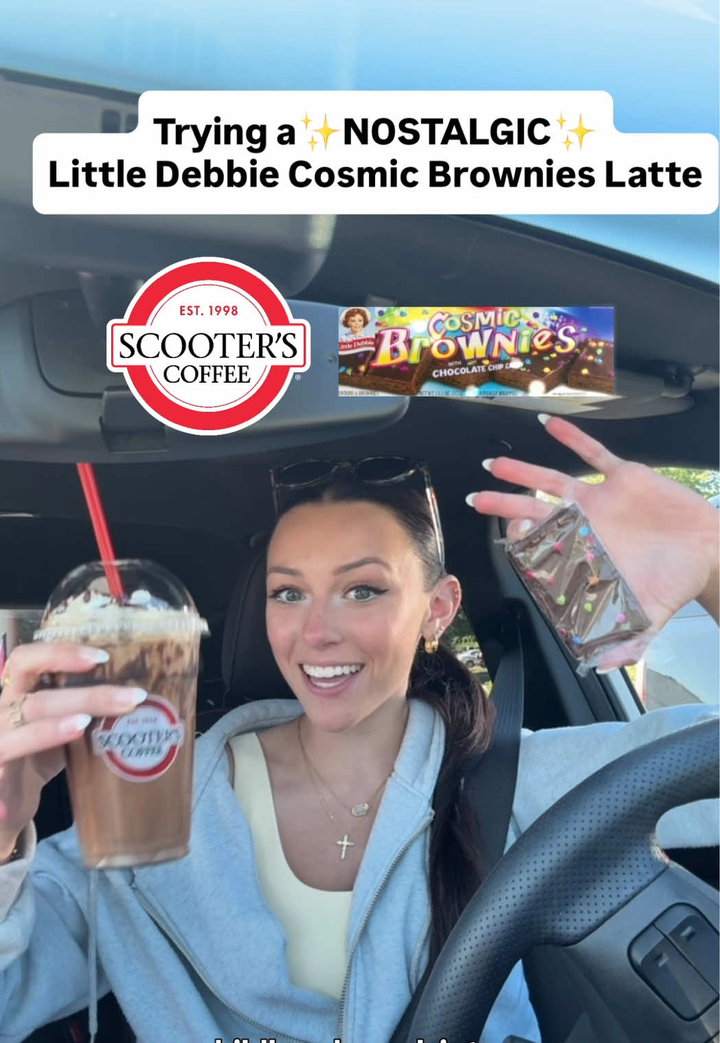 TikTok post by @hannahamullen for Scooter's Coffee. Caption reads: [...] local scooter’s coffee to try it! •....