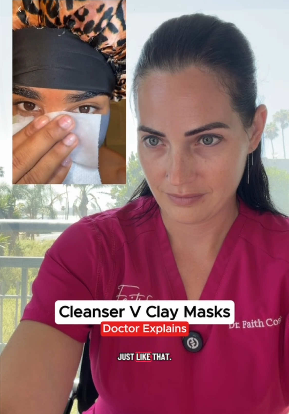 TikTok post by @faithfuldoc for Skintific. Caption reads: Skintific clay masks deserve a place in your [...].