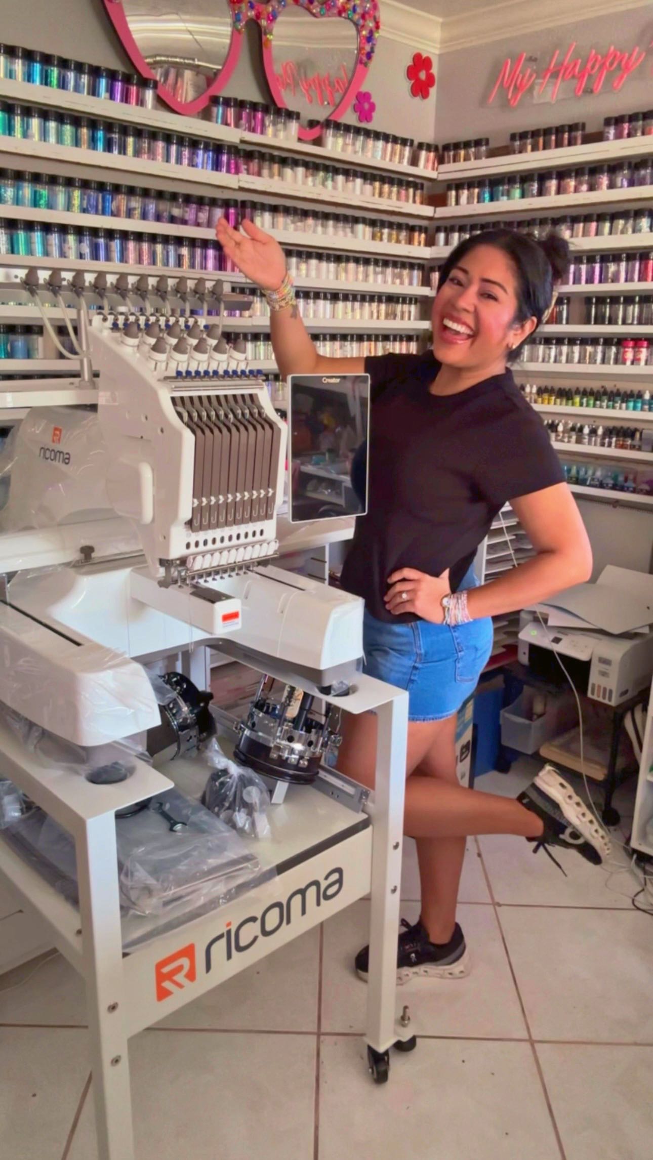 Instagram post by @craftingbymayra for Ricoma. Caption reads: Just a preview of something new👀

Contemplated....