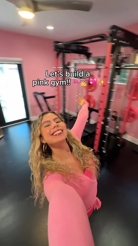 Instagram post by @fitfoodieliving for RitFit. Caption reads: [...] on?? - Pink weights and machine from....