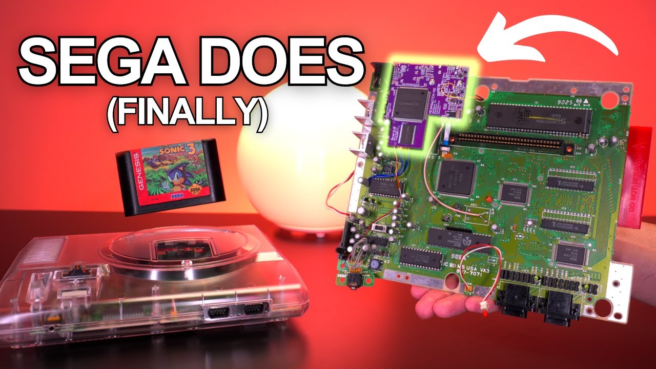 YouTube post by @MachoNachoProductions for PCBWay. Caption reads: This Genesis Mod Is Better Than Blast Processing |....
