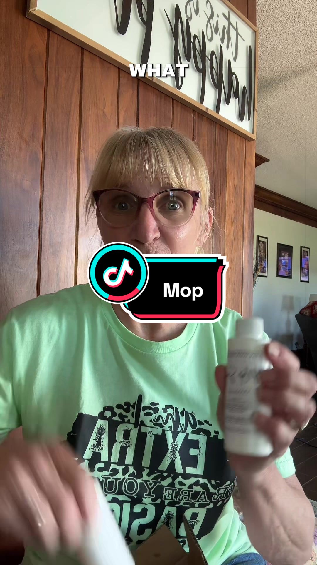 TikTok post by @familyfriendsdogmom for H&W Bath Haus. Caption reads: [...] #floorcleaning #cleaningtiktok @H&W Bath....