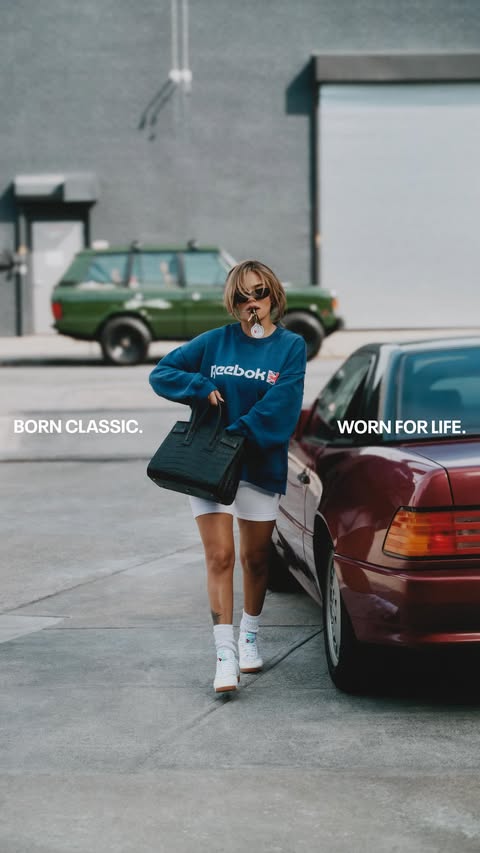 Instagram post by @karolg for Reebok. Caption reads: BORN CLASSIC. WORN FOR LIFE. Introducing the next....