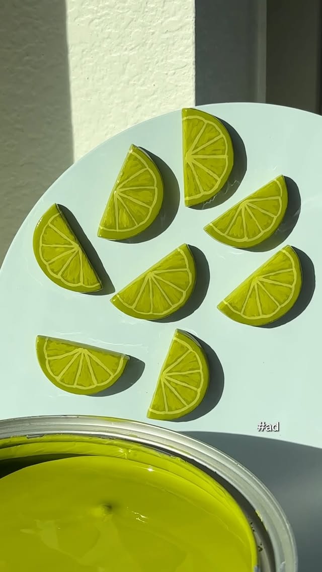 Instagram post by @audreybjerke for Sherwin-Williams. Caption reads: [...] 🍋‍🟩 Meet Offbeat Green SW 6706.....