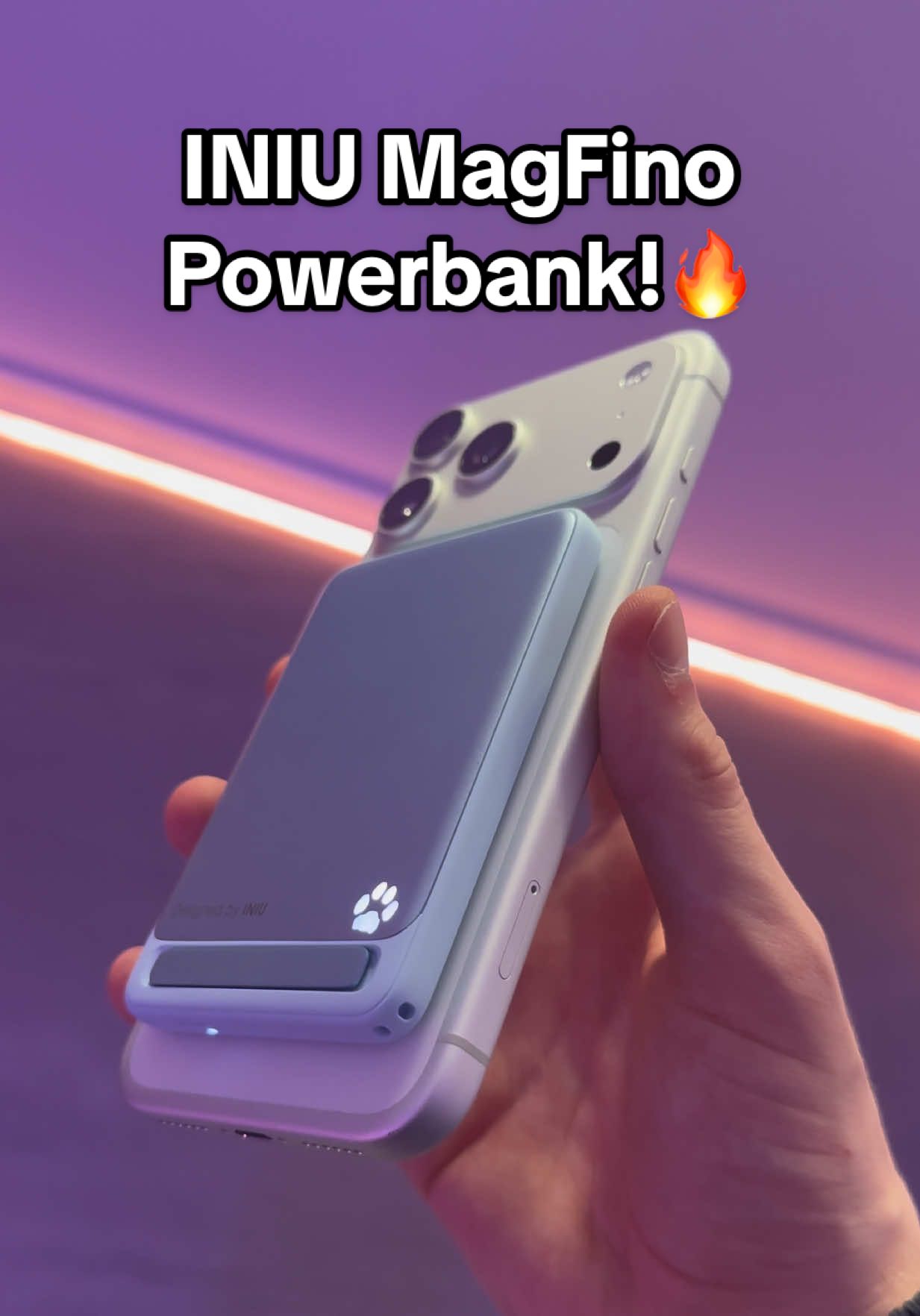 TikTok post by @julianalexanderthies for INIU Shop. Caption reads: [...] #iphoneaccessories @INIU_official @INIUshop.