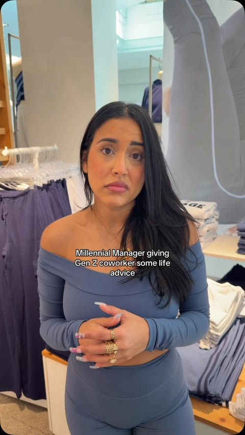 Instagram post by @savorgabrielle for Garage Clothing. Caption reads: Millennial managers give advice like....