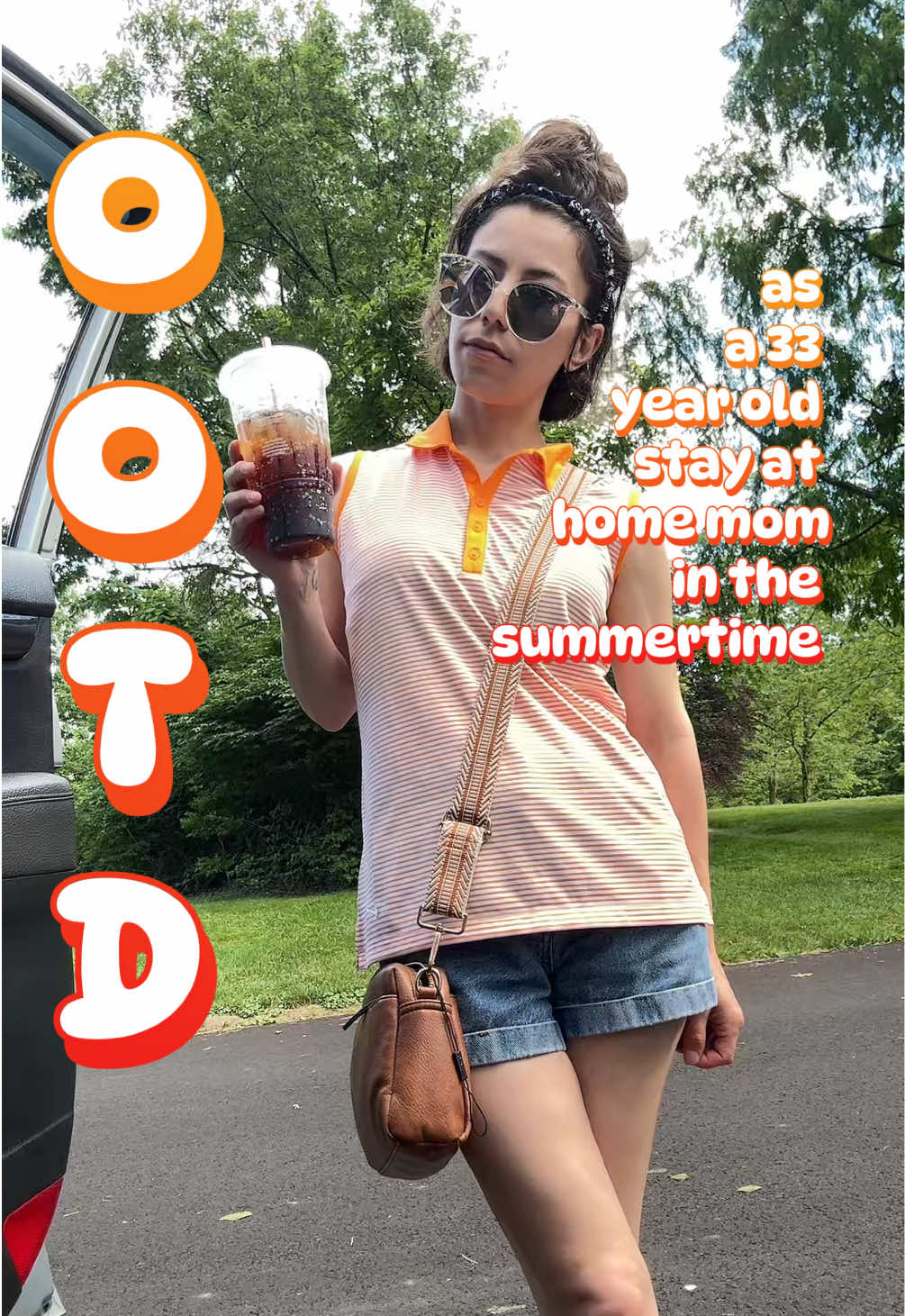 TikTok post by @monicamarycatherineugc for Bostanten. Caption reads: [...] #momoutfitinspo #ootd #crossbodybag....