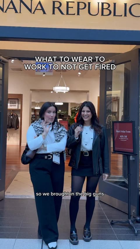 Instagram post by @raquelbenitah for Banana Republic. Caption reads: I think we deserve a raise, yeah? Should we make....