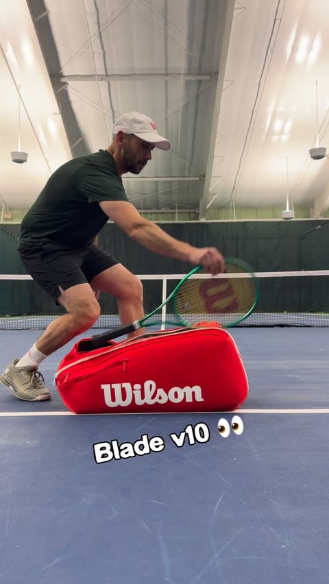 Instagram post by @coach_glider_tennis for Wilson Tennis. Caption reads: [...] Bring the pressure 🔪🔥 #teamwilson....