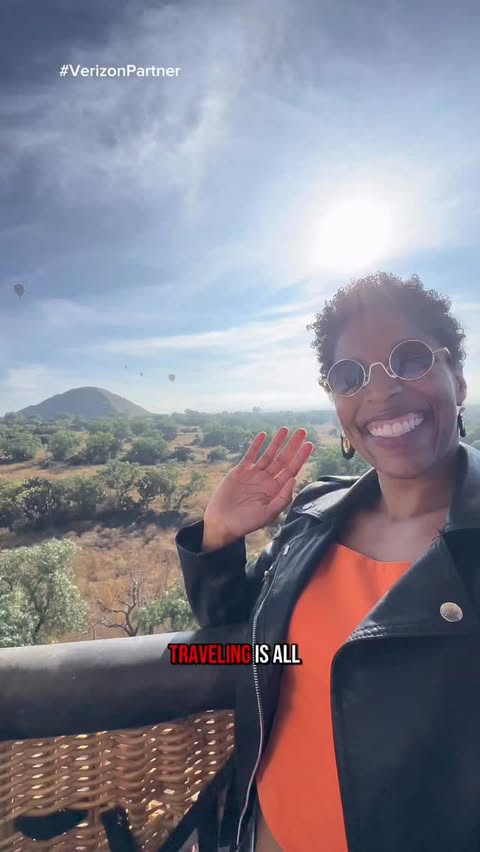 Instagram post by @thetravelingchild for Verizon. Caption reads: Trying to be more present when traveling and....