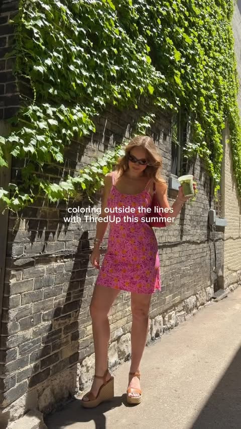Instagram post by @thriftlikeagirll for ThredUp. Caption reads: Staying bold this summer with @thredup....
