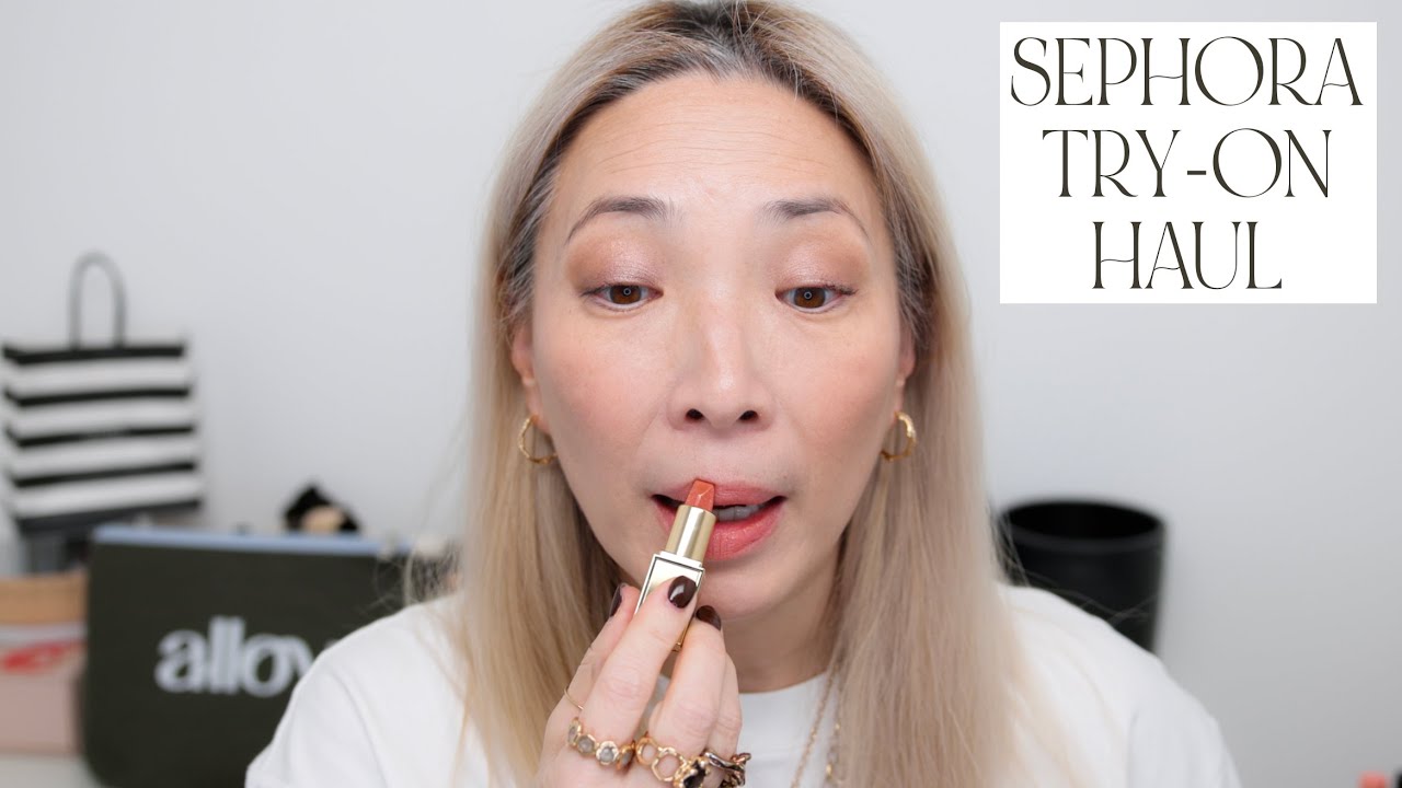 YouTube post by @TheMicheleWang for BK Beauty. Caption reads: SEPHORA VIB SALE TRY-ON HAUL - Guerlain | Tom Ford....