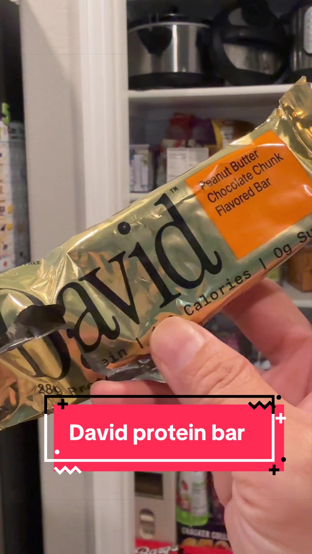 TikTok post by @cat.1y.harvey for David Protein. Caption reads: Can’t keep these @David Protein stocked in my....