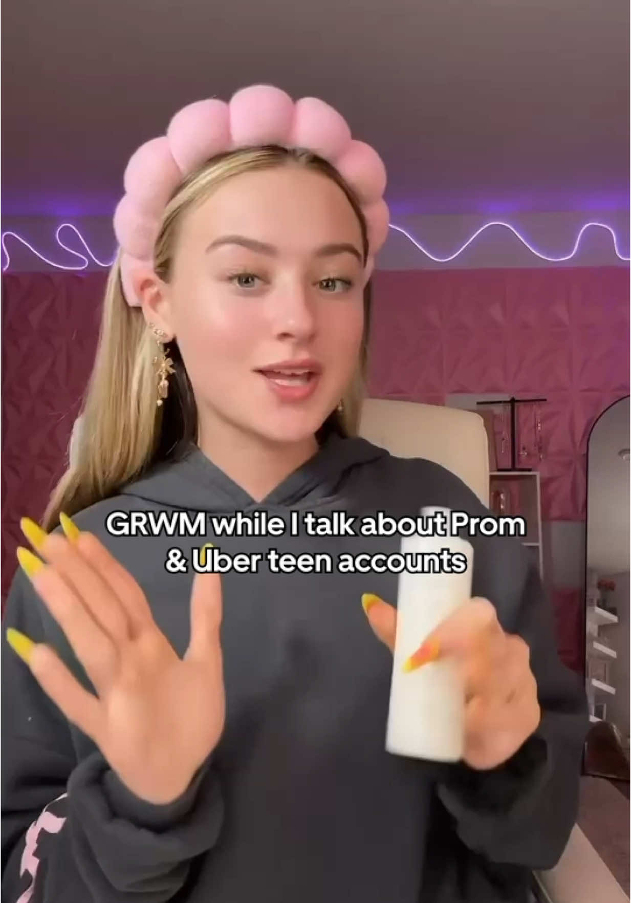 TikTok post by @giannamjoyce for Uber. Caption reads: #ad Doing a little GRWM but fr... I wish @Uber....