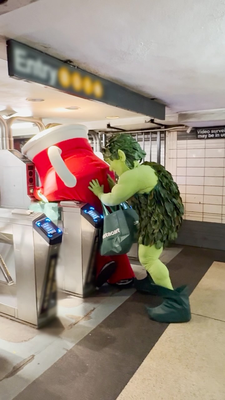 Instagram post by @subwaycreatures for Instacart. Caption reads: Missed your train? Think we found the celebrity....