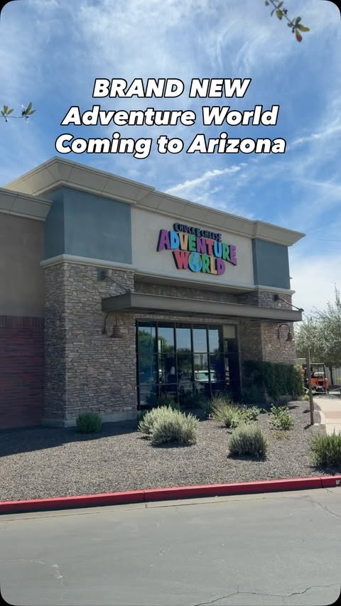 Instagram post by @az_familyadventures for Chuck E. Cheese. Caption reads: BRAND NEW in Chandler! Chuck E. Cheese Adventure....