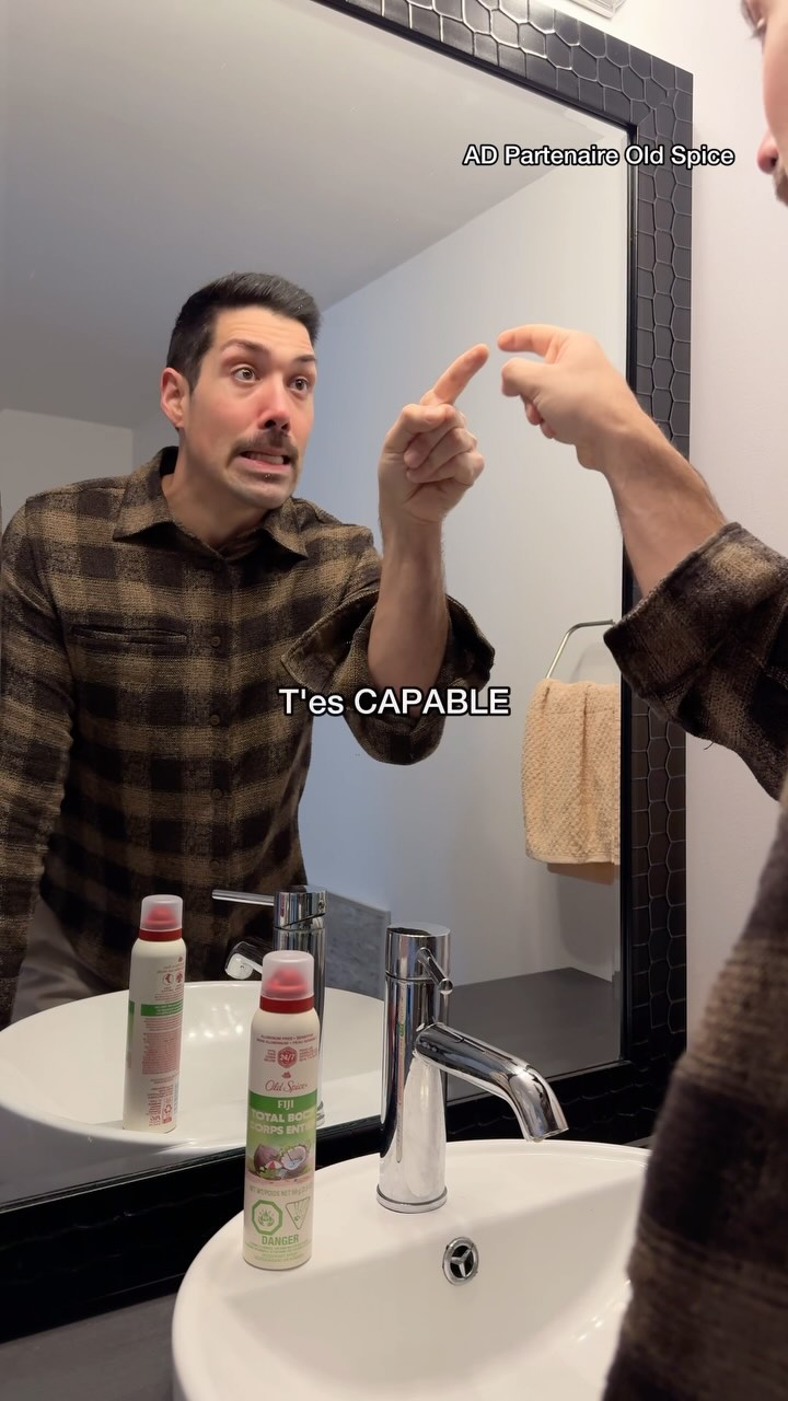Instagram post by @jay.vaillant for Old Spice. Caption reads: #AD Reste frais et sens bon dans toutes les....