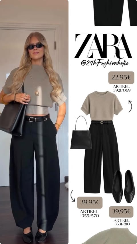 Instagram post by @24hfashionholic for ZARA. Caption reads: The dreamiest autumn combi from Zara 🤎🍂✨....