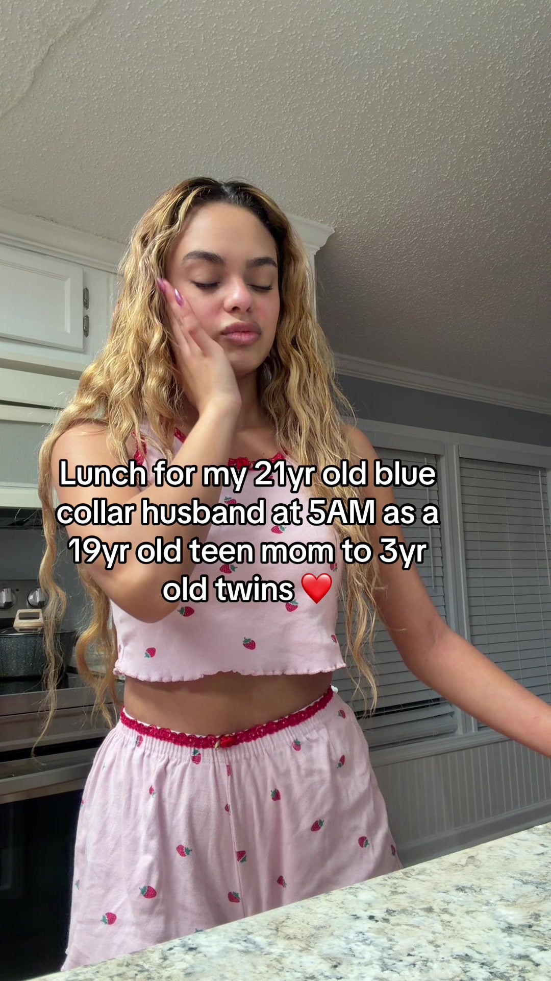 TikTok post by @karina_a.gomez for Alani Nutrition. Caption reads: Working at night, waking up to make my husband....