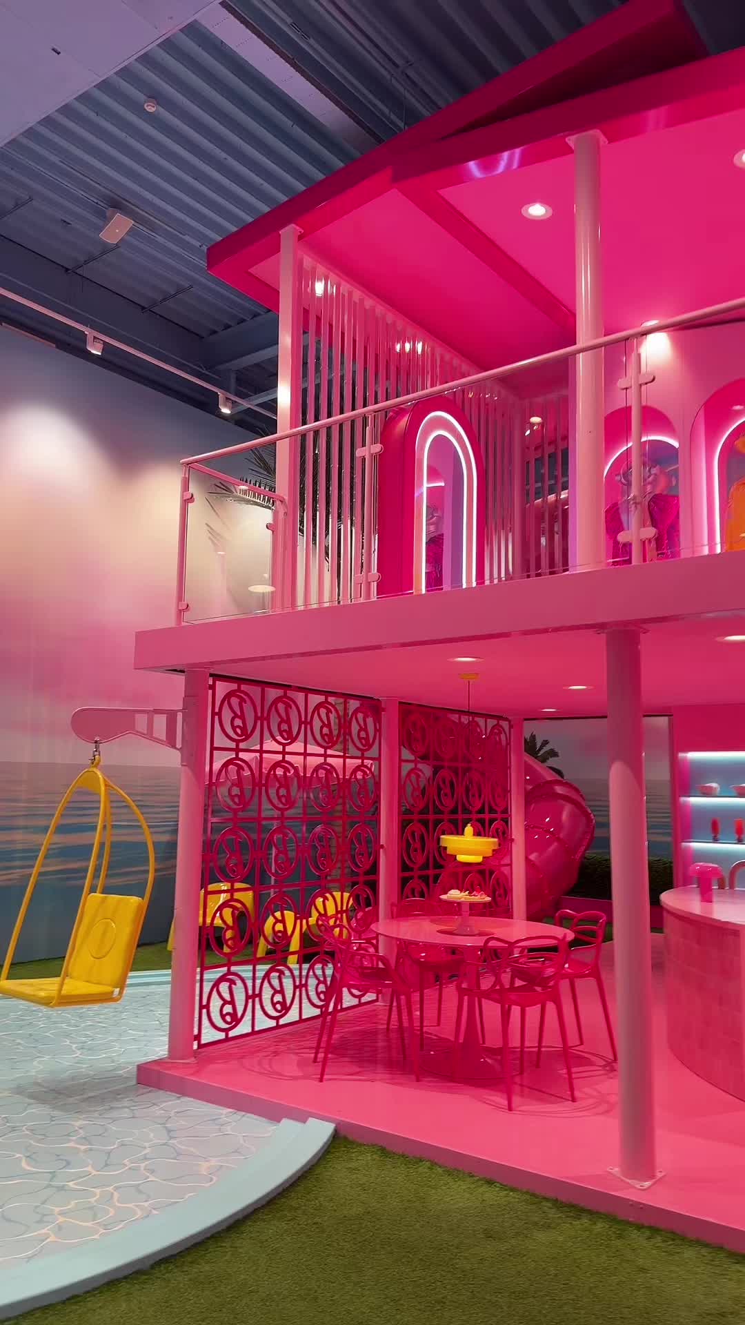 TikTok post by @emmiebournot for Barbie. Caption reads: Dream house 😍✨🎀🥹💖 @barbiethedreamexperience....