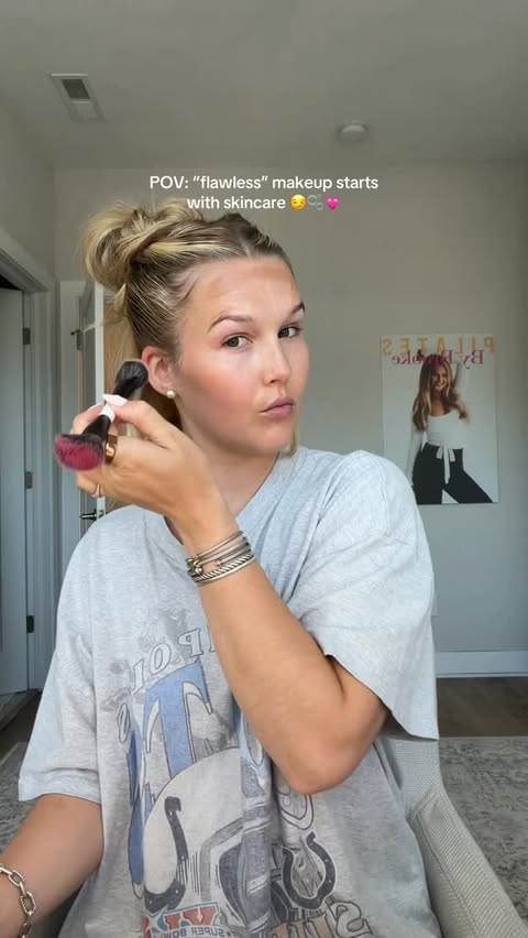 Instagram post by @povbrookewyatt for Clarins. Caption reads: [...] i loooove my double serum 🧖🏼‍♀️🫧👑....