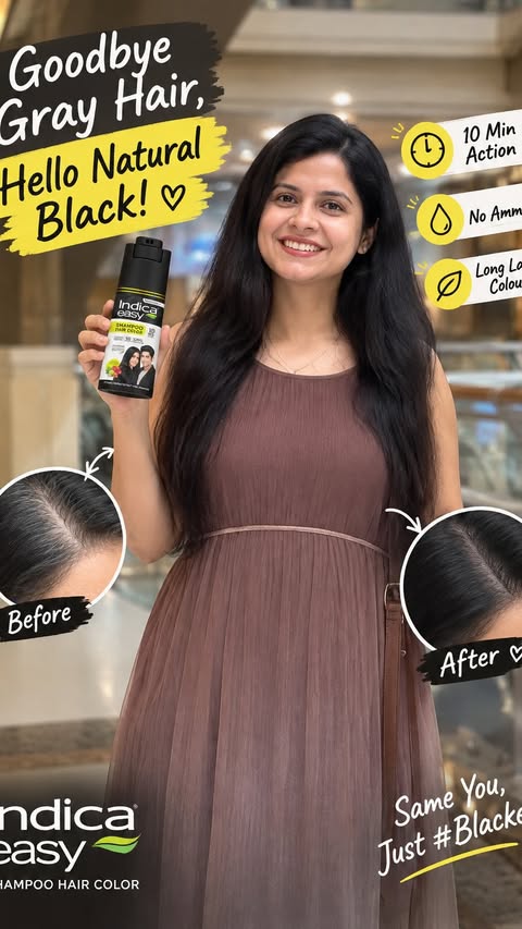 Instagram post by @lifestory_ankita for Indica Hair Color. Caption reads: [...] Color Shampoo, Easy Hair Color, Indica Hair....