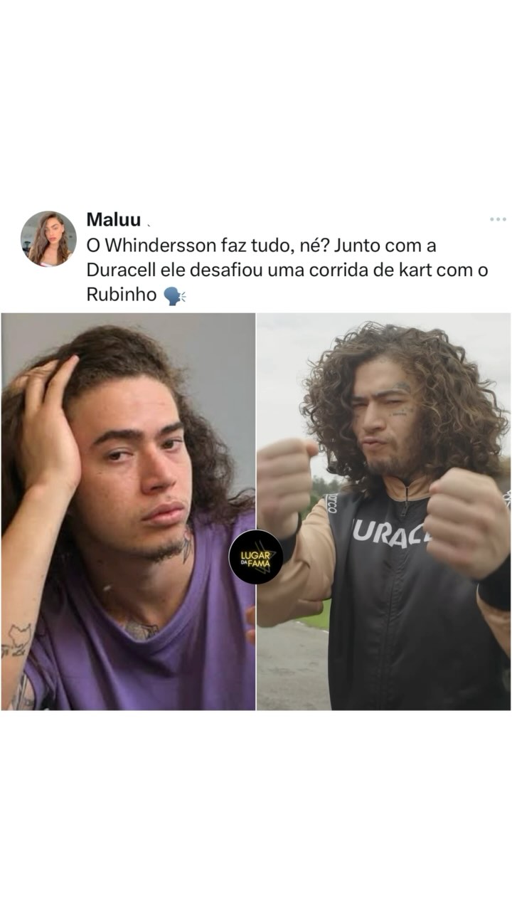 Instagram post by @lugardafama for Duracell. Caption reads: QUEM VENCEU?! Whindersson Nunes e Rubinho....