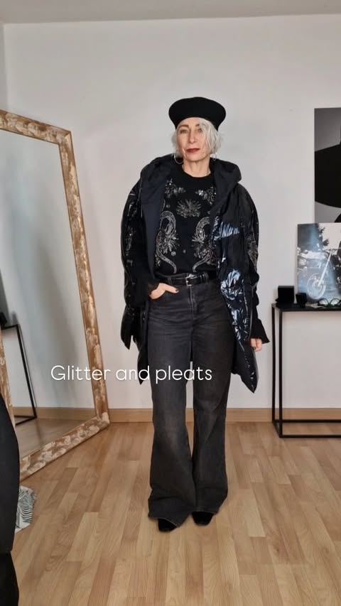 Instagram post by @co_ri_nn for ALLSAINTS. Caption reads: [...] 
#blacksweater @allsaints 
#blackshirt....